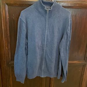 *4/$20* Men’s full zip mock neck heathered blue sweater - size L